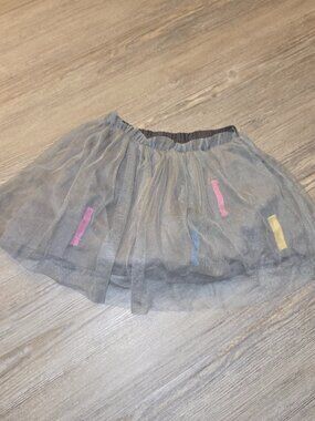 Zara Grey Tulle Skirt w/Multicolored Accents 2/3 Years
